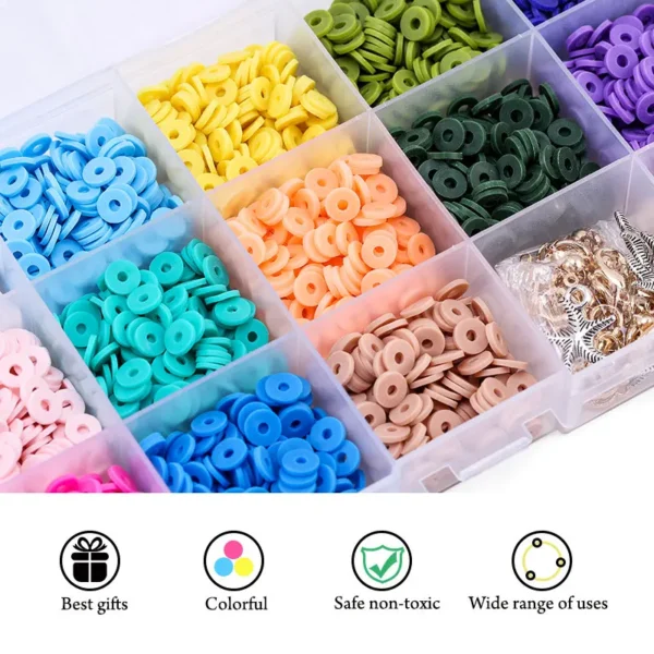 Clay Beads Kit - 15 Slots, 6mm Beads & Pendant Charms - Image 4