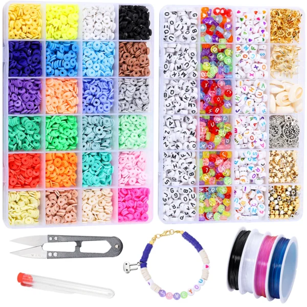 Clay Beads Kit with Letter Beads for Jewelry Making