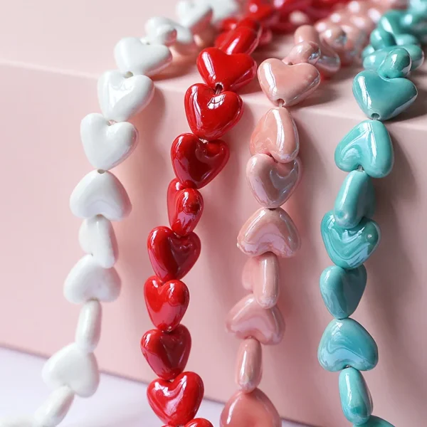 Clay Beads Kit 20Pcs Heart Shape Ceramic Beads Set