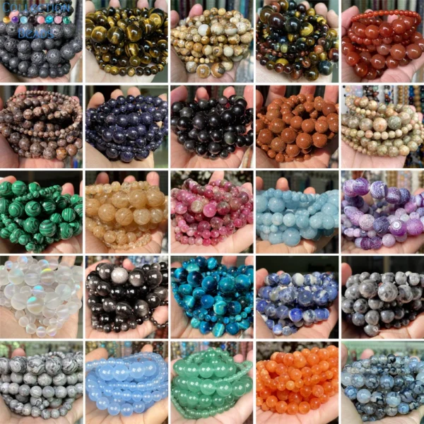 Clay Beads Kit for Jewelry Making, Tiger Eye, Agates, Jaspers