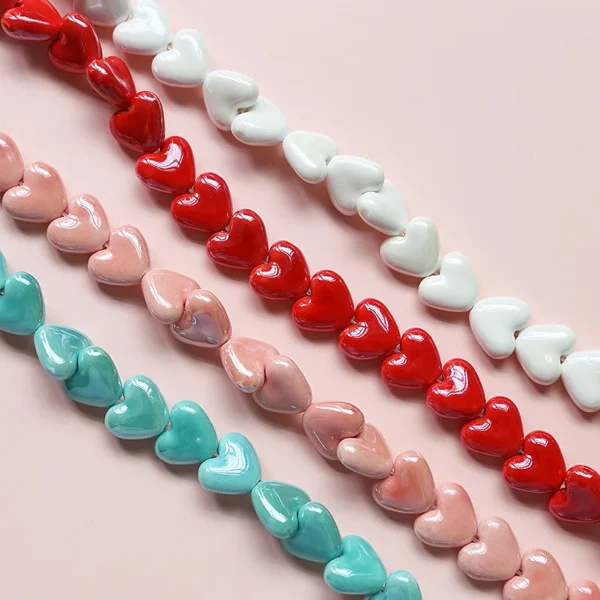 Clay Beads Kit 20Pcs Heart Shape Ceramic Beads Set - Image 3