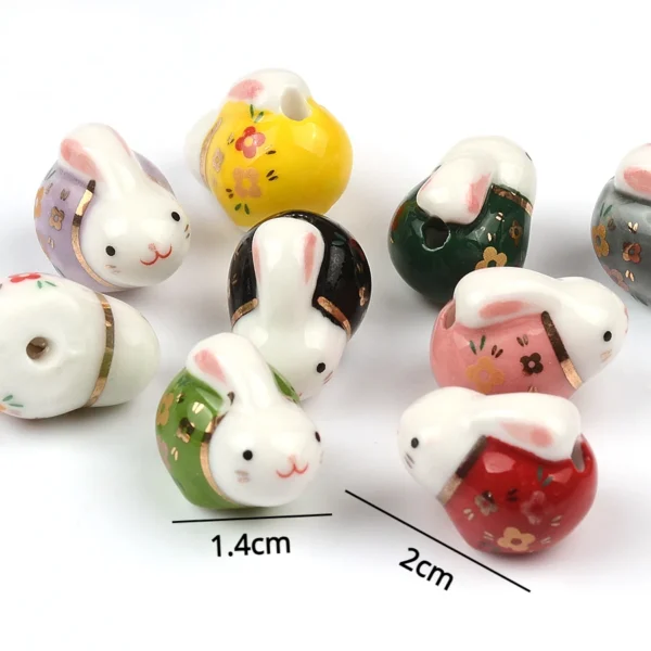 Clay Beads Kit - 5pcs Cute Rabbit Ceramic Beads - Image 4