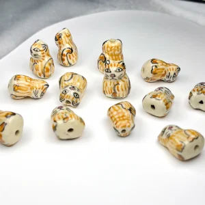 Clay Beads Kit: Hand-Painted Cat Ceramic Beads