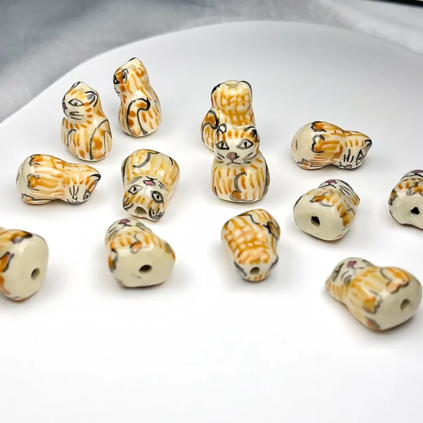 Clay Beads Kit: Hand-Painted Cat Ceramic Beads