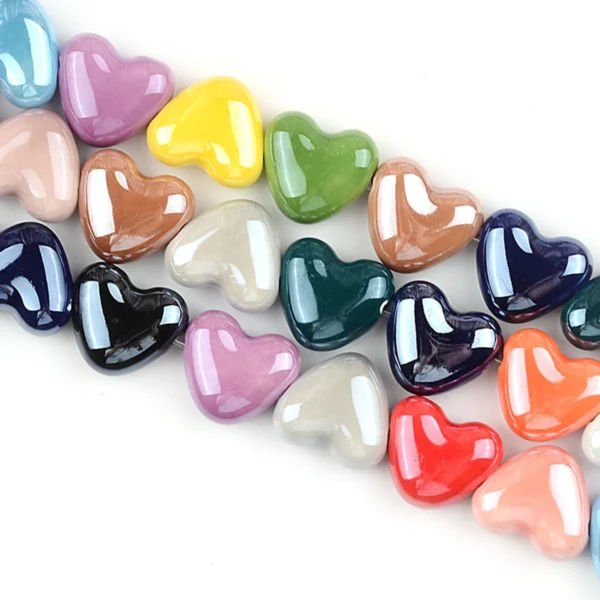 Clay Beads Kit: 10pcs Heart-Shaped Ceramic Beads - Image 5