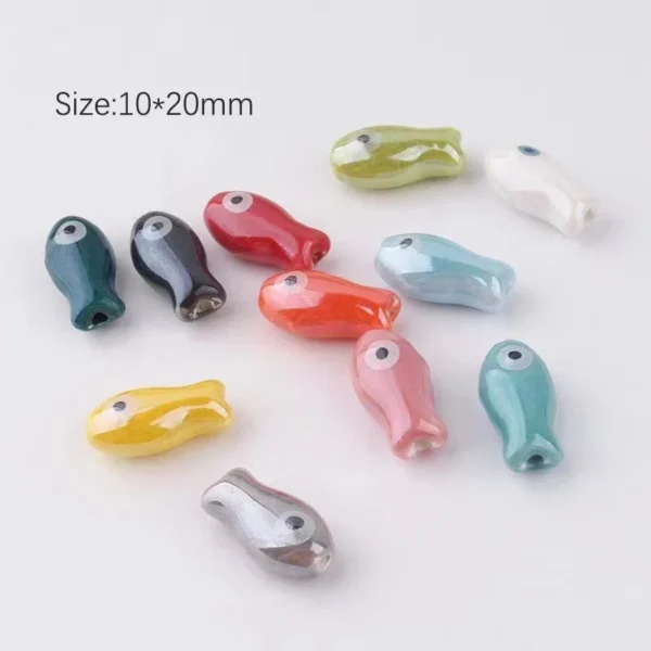 Clay Beads Kit: 10pcs Retro Fish Ceramic Beads for DIY - Image 3