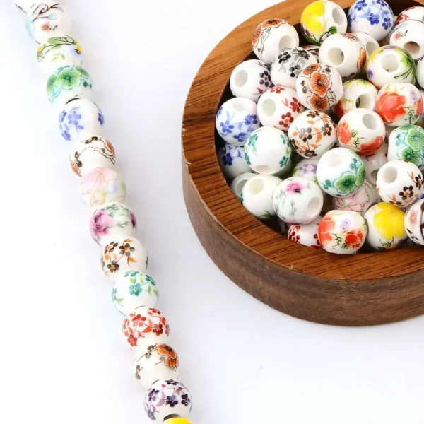 Clay Beads Kit – 20pcs Ceramic Flower Beads DIY - Image 6
