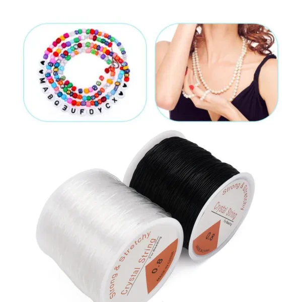 Clay Beads Kit: 100m Elastic Bracelet String Cord - Image 4
