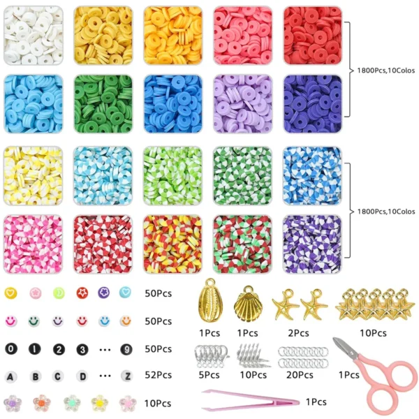 Clay Beads Kit 3860pcs for Bracelet & Necklace Making - Image 3