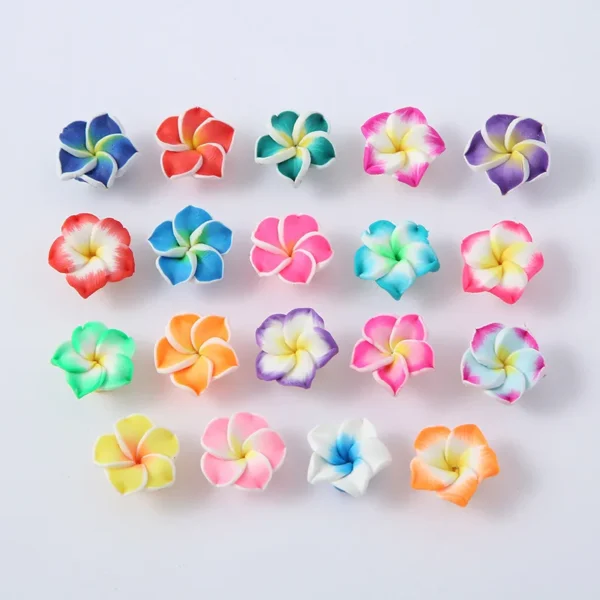 Clay Beads Kit 15mm Plumeria Flowers for DIY Jewelry