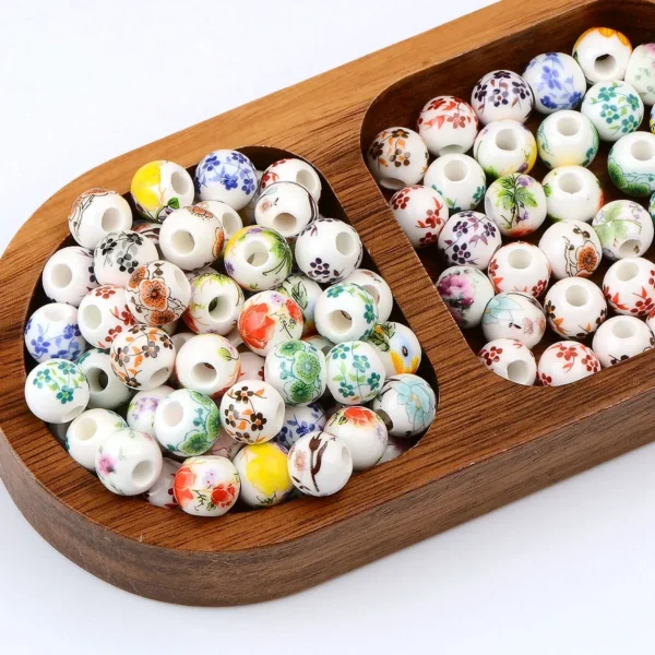 Clay Beads Kit – 20pcs Ceramic Flower Beads DIY - Image 3