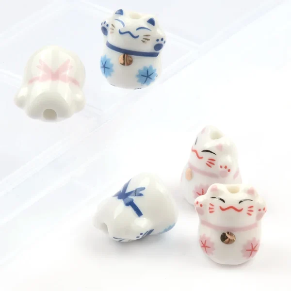 Clay Beads Kit - 5pcs Lucky Cat Ceramic Beads - Image 5
