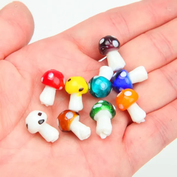 10Pcs Glass Mushroom Beads for Jewelry Making and DIY Crafts Supplies - Image 2