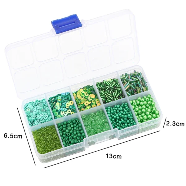 Clay Beads Kit 10 Grid Box with Rice Beads & Pearls - Image 4