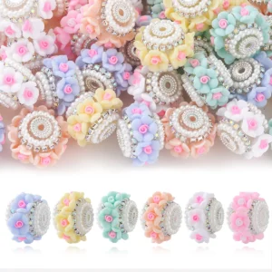 Clay Beads Kit: 10pcs Multicolor Camellia for DIY Jewelry