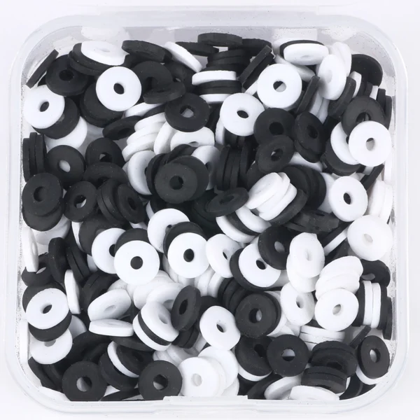 Clay Beads Kit: 500pcs 6mm Black & White Round - Image 10