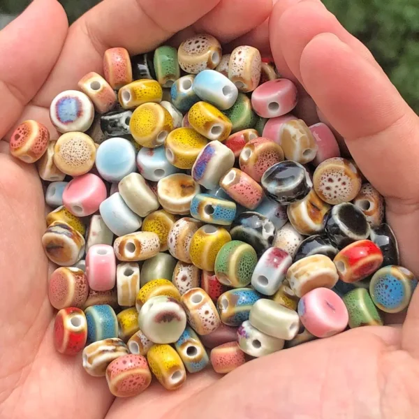 Clay Beads Kit 10Pcs Colorful Floral Ceramic Beads - Image 4