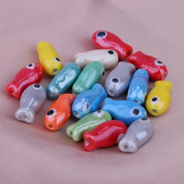 Clay Beads Kit - 10pcs Hand-Painted Fish for DIY Jewelry