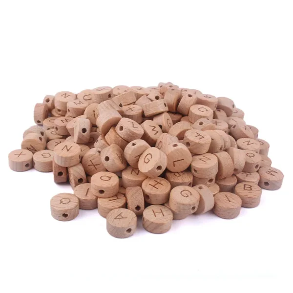Clay Beads Kit, 50pcs Wooden Alphabet Beads for DIY Jewelry