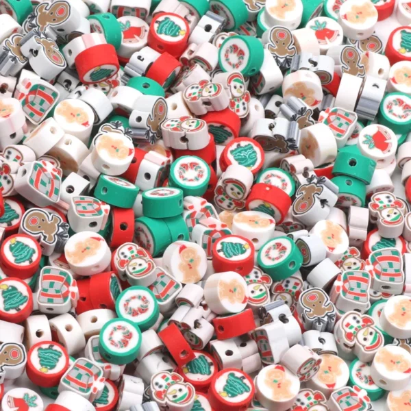 20/50/100pc Clay Beads Kit: Christmas Spacer Beads