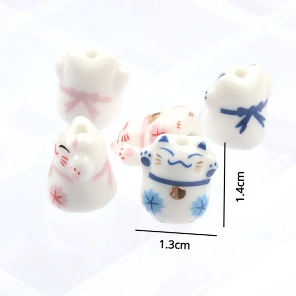 Clay Beads Kit - 5pcs Lucky Cat Ceramic Beads - Image 4
