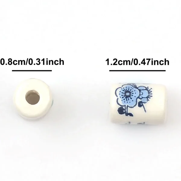 Clay Beads Kit – 20pcs Floral Porcelain Cylinder Beads - Image 4