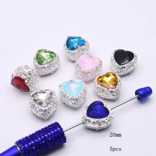 Clay Beads Kit - 5Pcs Metal Alloy Heart Beads - Image 6