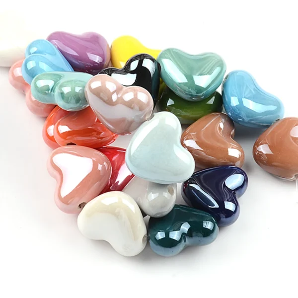 Clay Beads Kit: 10pcs Heart-Shaped Ceramic Beads - Image 6