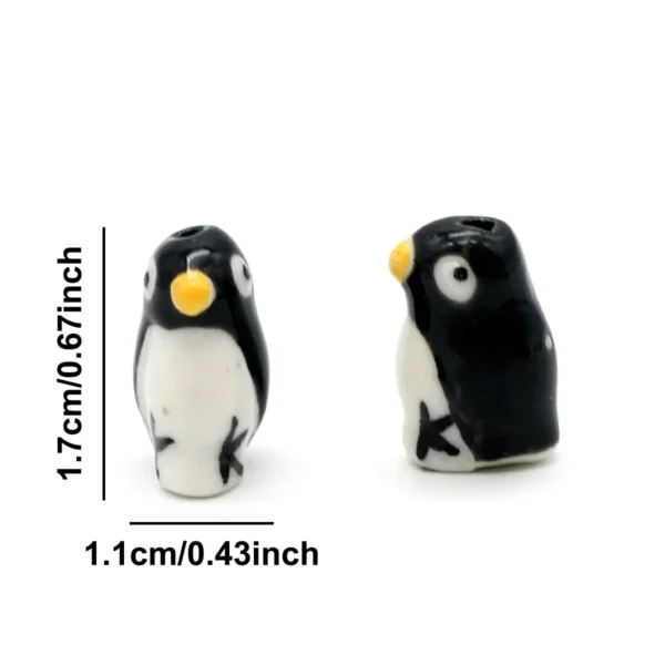 Clay Beads Kit - 5pcs Penguin Ceramic Jewelry Beads - Image 4