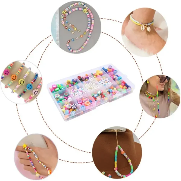 Clay Beads Kit, 15 Styles Heart Star Beads Charms Set - Image 5