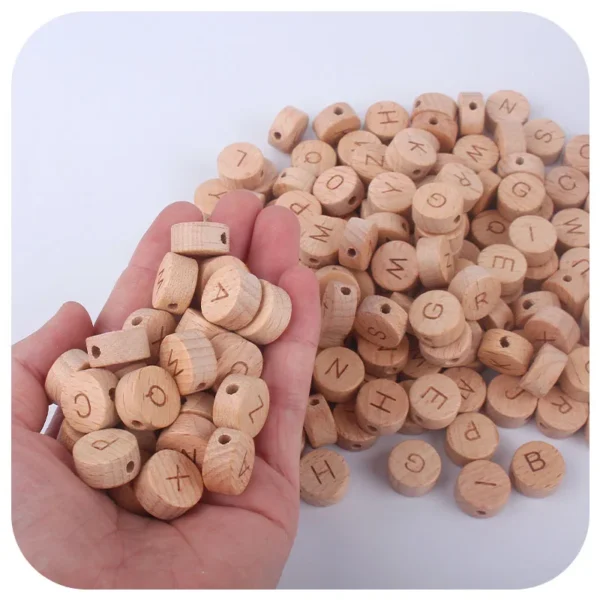 Clay Beads Kit, 50pcs Wooden Alphabet Beads for DIY Jewelry - Image 3