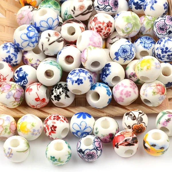 Clay Beads Kit: 20Pcs Ceramic Flower Beads for Jewelry Making