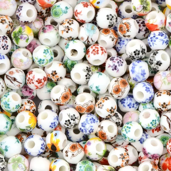 Clay Beads Kit – 20pcs Ceramic Flower Beads DIY - Image 2