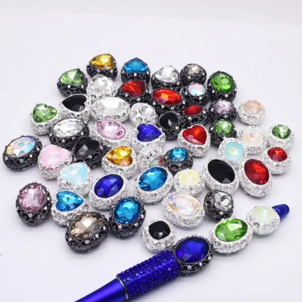 Clay Beads Kit - 5Pcs Metal Alloy Heart Beads - Image 2