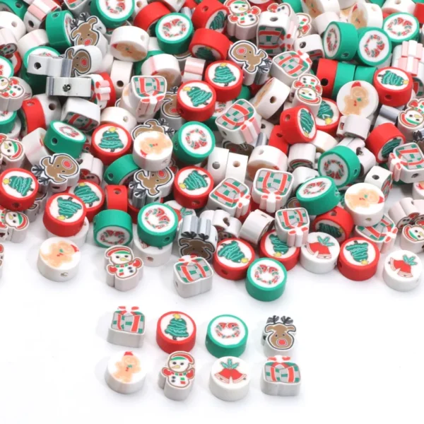 20/50/100pc Clay Beads Kit: Christmas Spacer Beads - Image 4