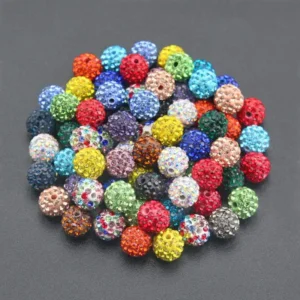 Clay Beads Kit: 10Pcs Spacer Beads with Crystals for DIY