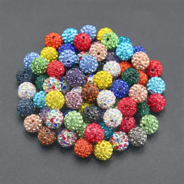 Clay Beads Kit: 10Pcs Spacer Beads with Crystals for DIY