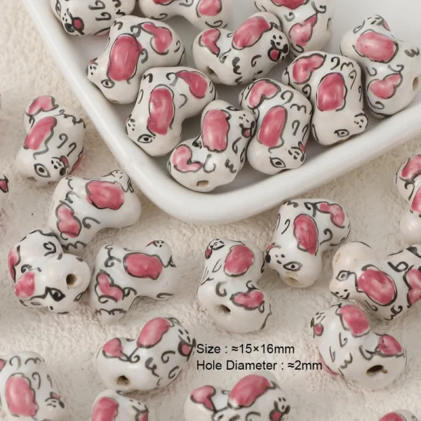 Clay Beads Kit - 5pcs Ceramic Animal Spacer Beads - Image 2