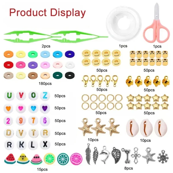 Clay Beads Kit, Friendship Bracelet Making Kit with Charms - Image 2