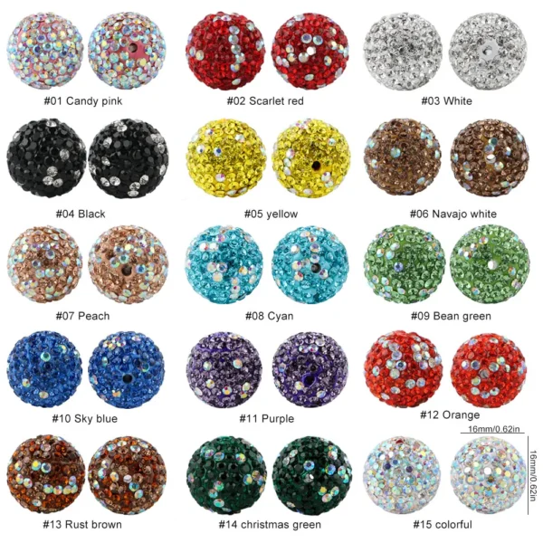 Clay Beads Kit: 10Pcs 16mm Acrylic Rhinestones for DIY - Image 5