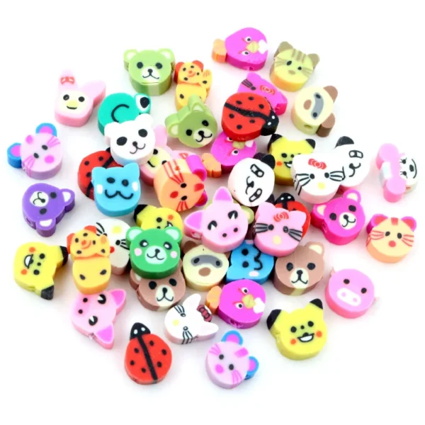 50pcs 10mm Mixed Fruit & Animal Clay Beads Kit - Image 3