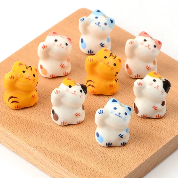 Clay Beads Kit - 4pcs Cat Ceramic Beads for Bracelets - Image 2