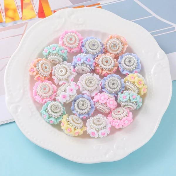 Clay Beads Kit: 10pcs Multicolor Camellia for DIY Jewelry - Image 4