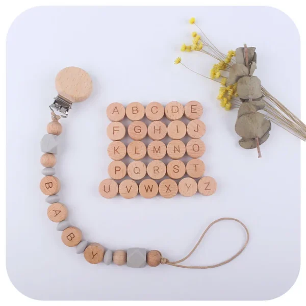 Clay Beads Kit, 50pcs Wooden Alphabet Beads for DIY Jewelry - Image 4