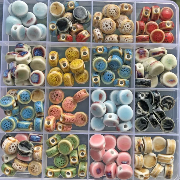 Clay Beads Kit 10Pcs Colorful Floral Ceramic Beads - Image 3