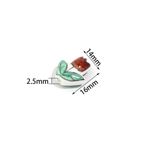 Clay Beads Kit - 2Pcs Tulip Flower Ceramic Beads - Image 2