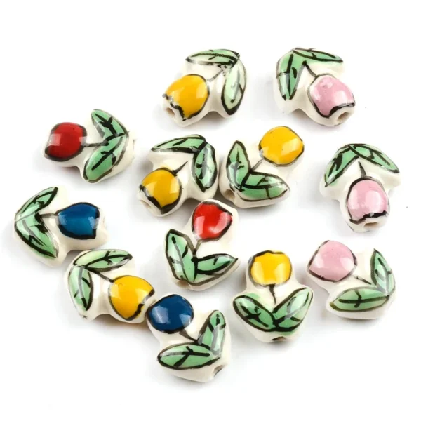 Clay Beads Kit - Hand Painted Tulip Ceramic Beads - Image 2