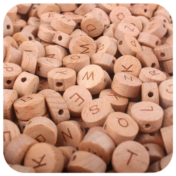 Clay Beads Kit, 50pcs Wooden Alphabet Beads for DIY Jewelry - Image 2