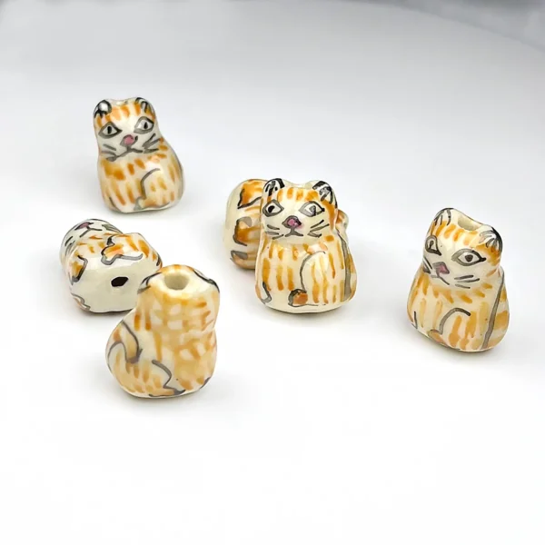 Clay Beads Kit: Hand-Painted Cat Ceramic Beads - Image 3