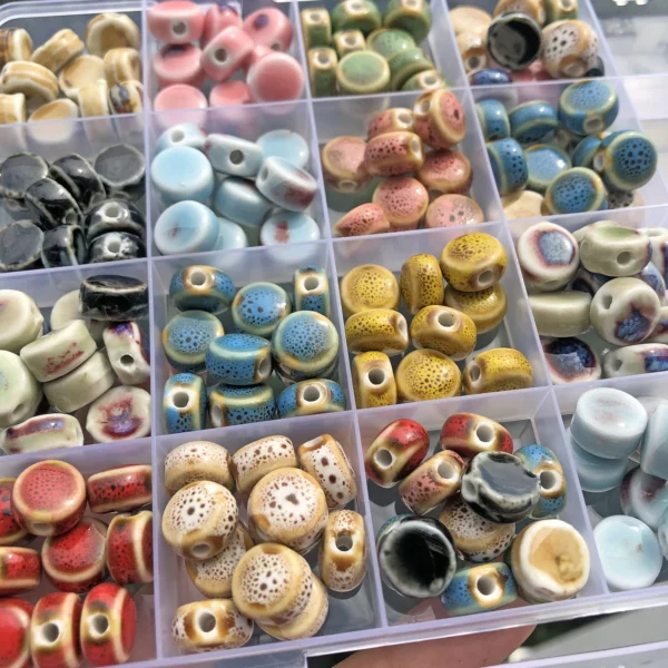 Clay Beads Kit 10Pcs Colorful Floral Ceramic Beads - Image 2